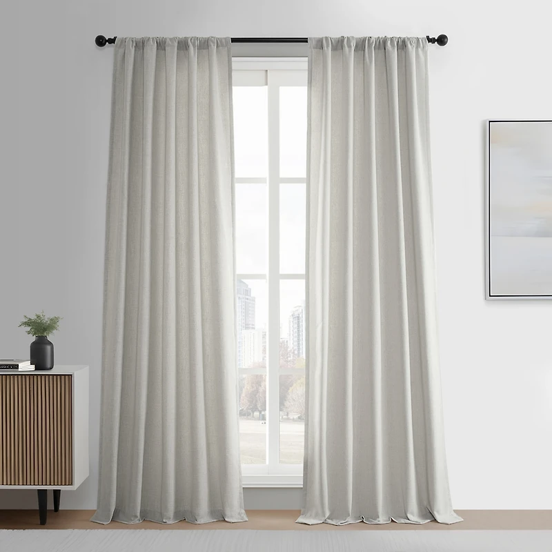 Half Price Drapes Light Sand Simply Faux Linen Curtain Pair (2 Panels)