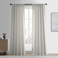 Half Price Drapes Light Sand Simply Faux Linen Curtain Pair (2 Panels)