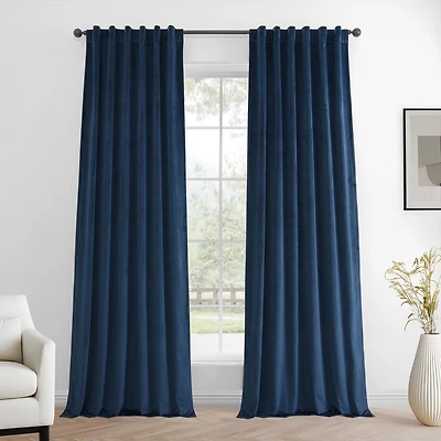 Half Price Drapes Deep Cobalt Blue Simply Velvet Room Darkening Curtain Pair (2 Panels)