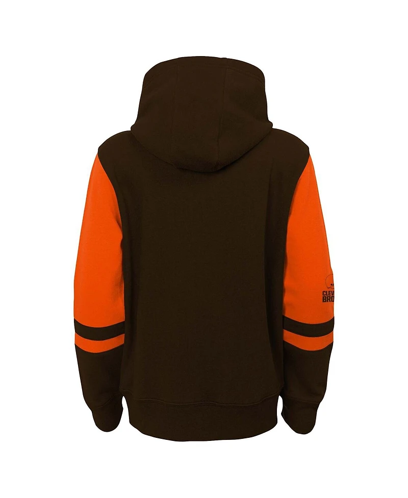 Outerstuff Little Boys and Girls Brown Cleveland Browns Stadium Color Block Full-Zip Hoodie