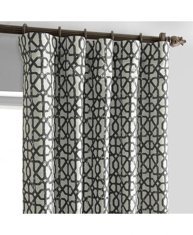 Half Price Drapes Metro Black Geometric Faux Silk Jacquard Room Darkening Curtain