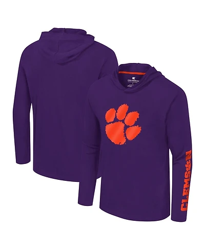 Colosseum Men's Purple Clemson Tigers Logo Lockup Active Blend Long Sleeve T-Shirt Hoodie