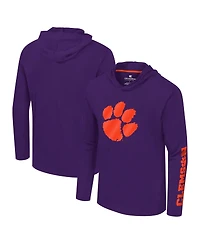 Colosseum Men's Purple Clemson Tigers Logo Lockup Active Blend Long Sleeve T-Shirt Hoodie