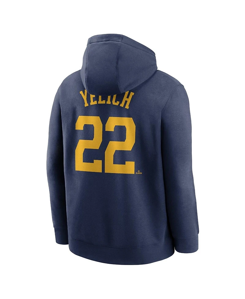 Nike Men's Christian Yelich Navy Milwaukee Brewers Player Name Number Club Pullover Hoodie