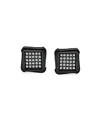 Bling Jewelry Black Geometric Square Pave Cz Cubic Zirconia Square Stud Earrings Black Plated .925 Sterling Silver