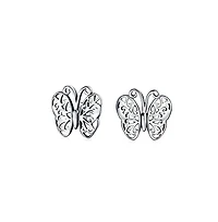 Bling Jewelry Small Animals Nature Garden Insects Filigree Butterfly Stud Earrings Sterling Silver