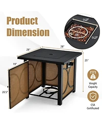 Skonyon 28 Inch 50000 Btu Outdoor Square Fire Pit Table with Cover