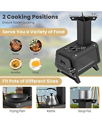 Skonyon Portable Wood Camping Burning Stove Heater with 2 Cooking Positions