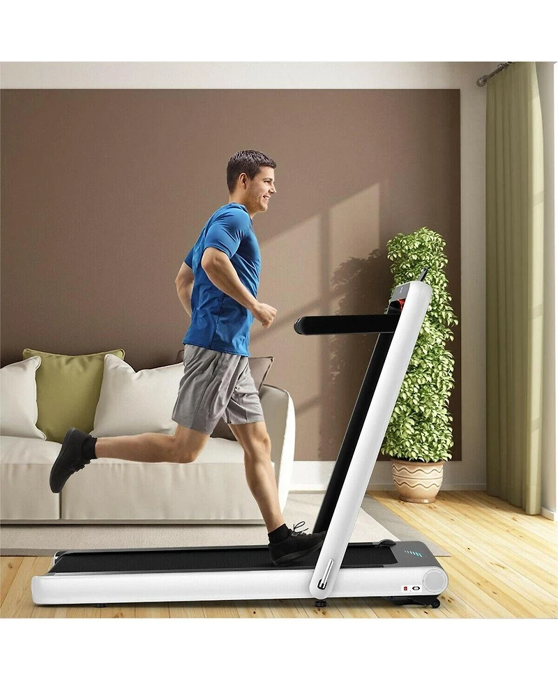 4.75HP 2 In 1 Folding Treadmill with Remote App Control-White