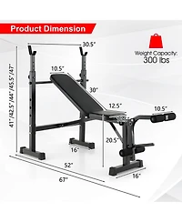 Skonyon Adjustable Weight Bench and Barbell Rack Set with Weight Plate Post