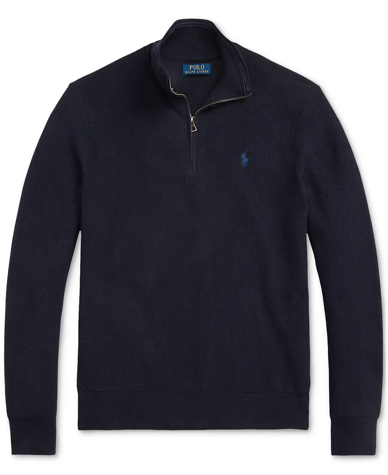 Polo Ralph Lauren Men's Mesh-Knit Cotton Quarter-Zip Sweater