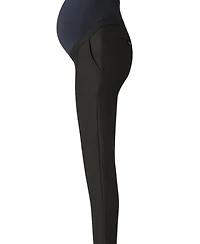 Marion Maternity Slim Leg Overbelly Dress Pants Black Italian Stretch Suiting Fabric