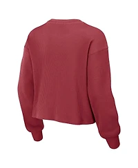 Wear by Erin Andrews Women's Cardinal Arizona Cardinals Waffle Knit Long Sleeve T-Shirt Shorts Lounge Set