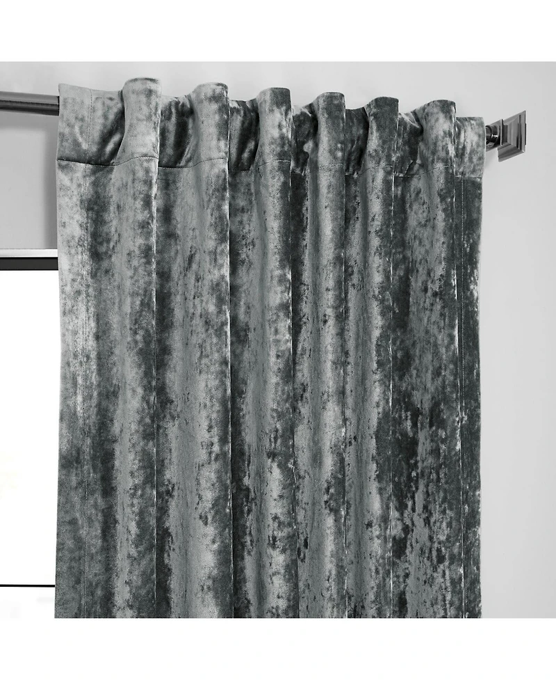 Half Price Drapes Stone Grey Lush Crush Velvet Room Darkening Curtain