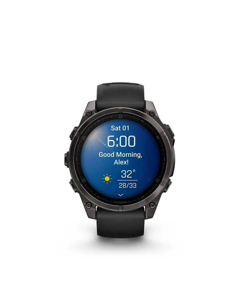 Garmin fenix 8 47mm, Amoled, Outdoor & Fitness Gps Smartwatch, Saphire, Carbon Gray Titanium Black, Black/Pebble Gray Band