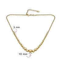 Bling Jewelry Classic Elegant Simple Round Ball Strand Necklace Yellow Gold Plated Adjustable Graduated 3-10MM