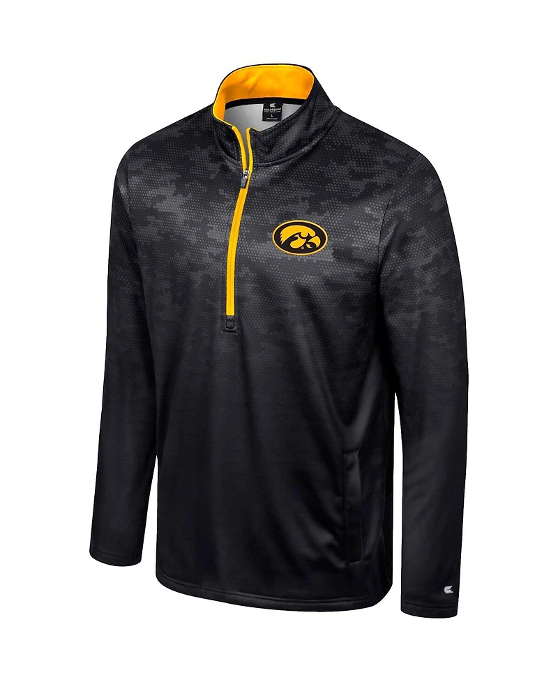 Colosseum Men's Black Iowa Hawkeyes The Machine Half-Zip Jacket