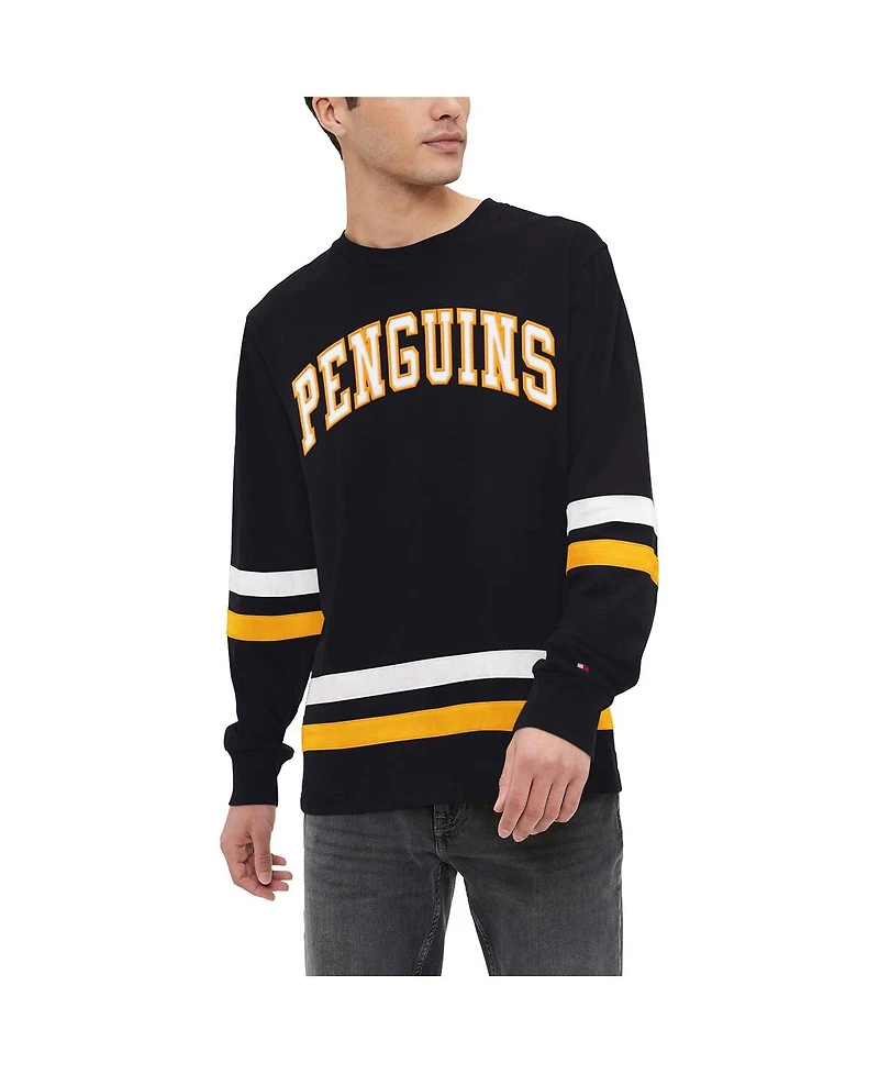 Tommy Hilfiger Men's Black Pittsburgh Penguins Nolan Long Sleeve T-Shirt