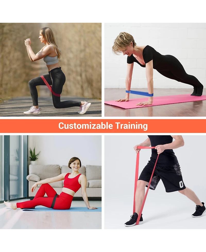 Yescom 5 Pack Resistance Loop Bands Set Workout Fitness Latex Bands Gym Home Yoga 80Lbs
