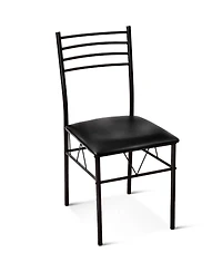 Sugift 5 Pieces Dining Set with Tempered Glass Top Table and 4 Upholstered Chairs