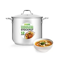 NutriChef Stainless Steel Cookware Stockpot - Quart, Heavy Duty Induction Pot