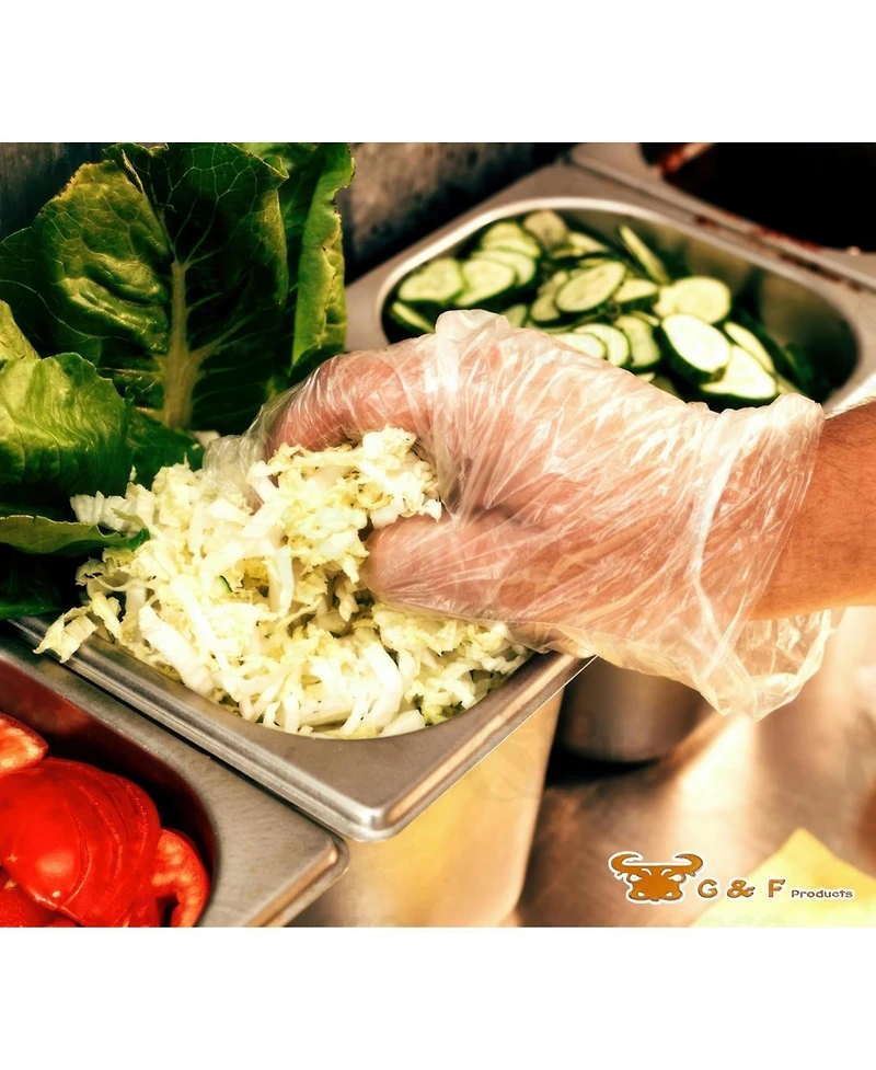 G & F Products Plastic Food service Gloves Ideal for Food Handling food prep, cleaning,latex free, powder free 1000 pieces per box