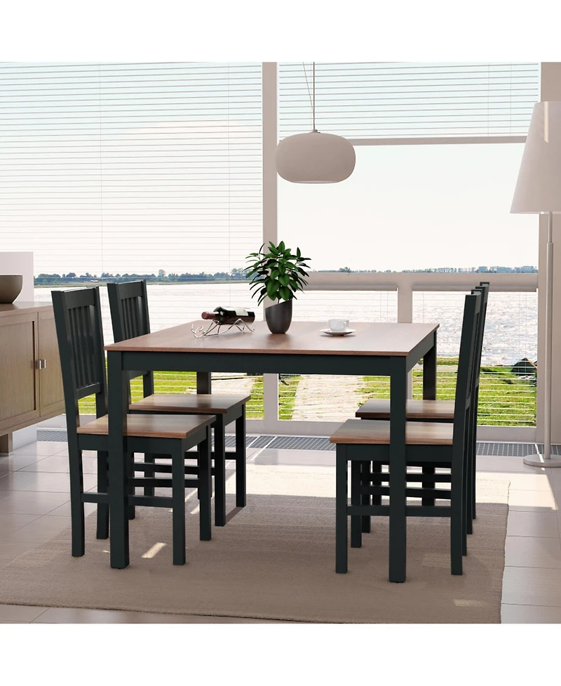 Set of 4 Dining Chair Spindle Back Wooden Legs