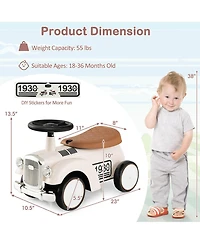 Gymax Retro Kids Ride-on Toy Kids Sit to Stand Vehicle with Working Steering Wheel White