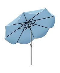 9 Ft Patio Umbrella 2-Tier Market Table with Crank Handle & 8 Ribs