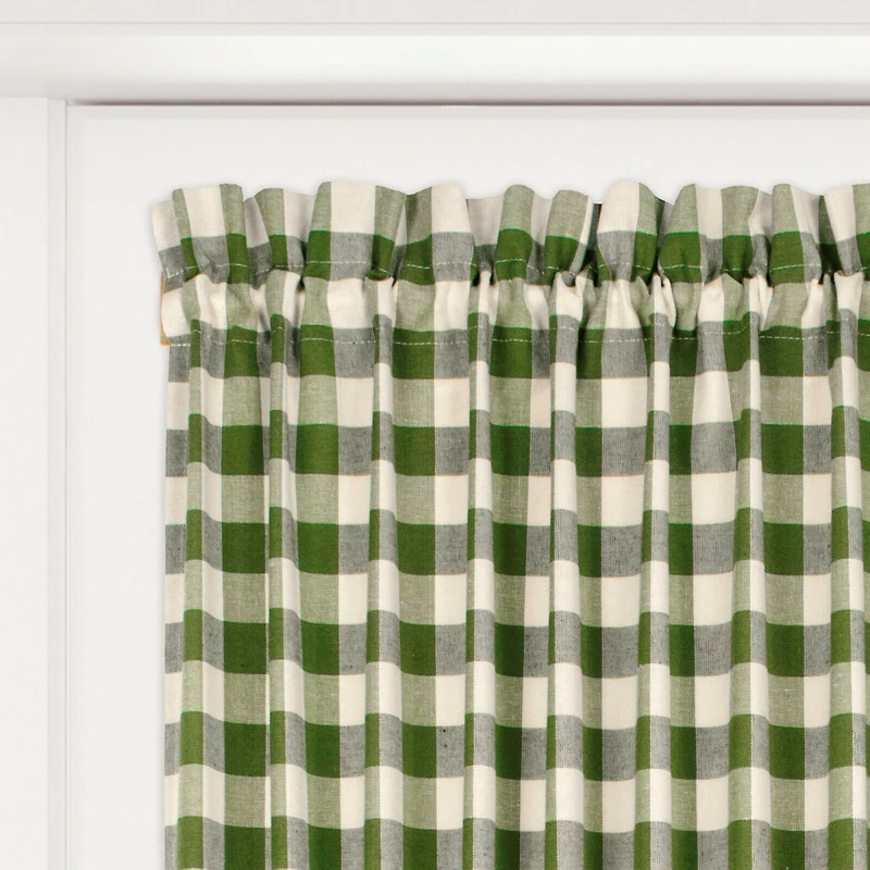 Kate Aurora Plaid Country Farmhouse French Door Curtain Panel With Matching Tieback