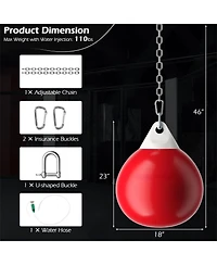 18 Inch 110 Pound Heavy Punching Water Aqua Bag with Adjustable Metal Chain-Red