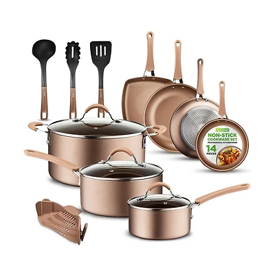 NutriChef Kitchenware Pots & Pans Set – High qualified Basic Kitchen Cookware Set, Non-Stick (14-Piece Set)