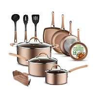 NutriChef Kitchenware Pots & Pans Set – High qualified Basic Kitchen Cookware Set, Non-Stick (14-Piece Set)