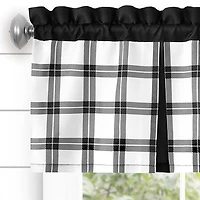 Kate Aurora Windowpane Plaid Country Farmhouse Kitchen Curtain Tier & Valance