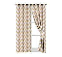 Kate Aurora 2 Pack Room Darkening Juvi Chevron Grommet Top Window Curtains With Tiebacks