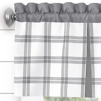 Kate Aurora Windowpane Plaid Country Farmhouse Kitchen Curtain Tier & Valance
