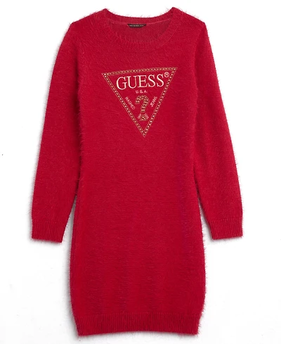 Guess Girls 7-16 Long Sleeve Sweater with Rhinestone-Embellished Logo Dress