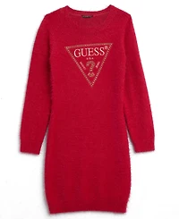 Guess Girls 7-16 Long Sleeve Sweater with Rhinestone-Embellished Logo Dress