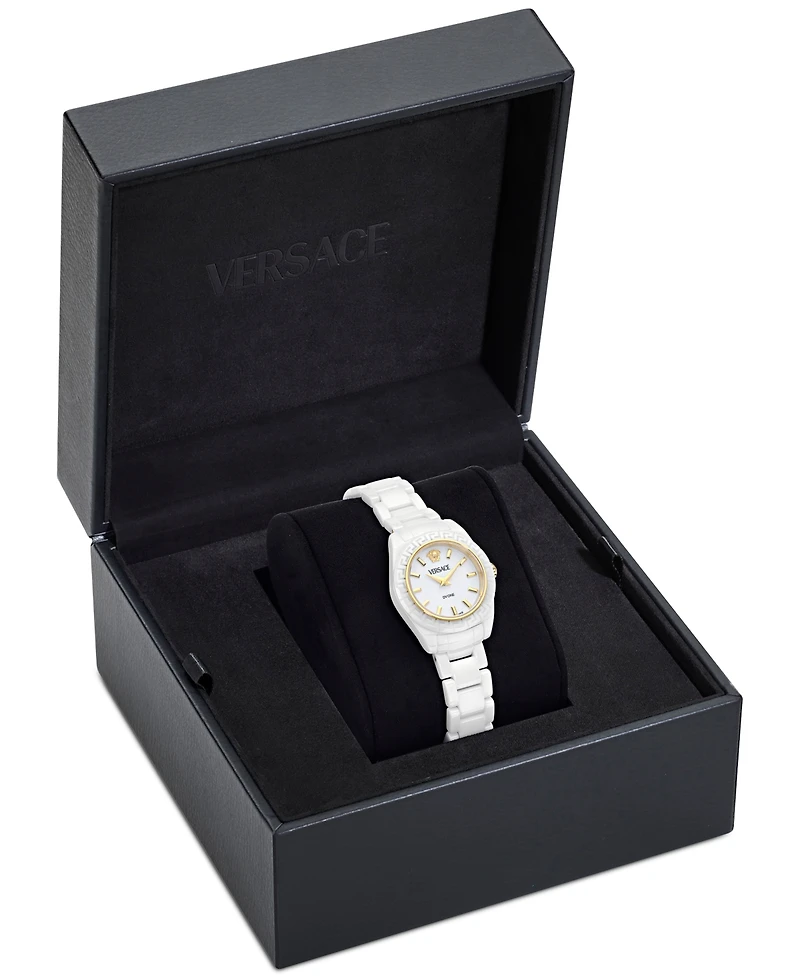 Versace Women's Swiss Dv One Mini White Ceramic Bracelet Watch 28mm