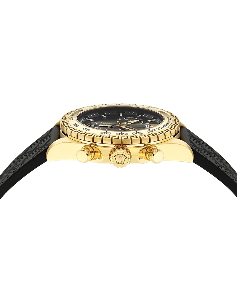 Versace Men's Swiss Chronograph Black Polyurethane Strap Watch 44mm