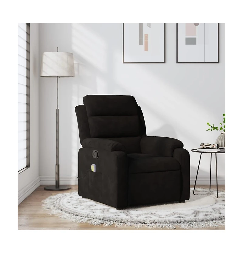 vidaXL Massage Recliner Chair Black Velvet