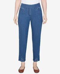 Ruby Rd. Petite Extra Stretch Denim Ankle Jean with Cutout Hem
