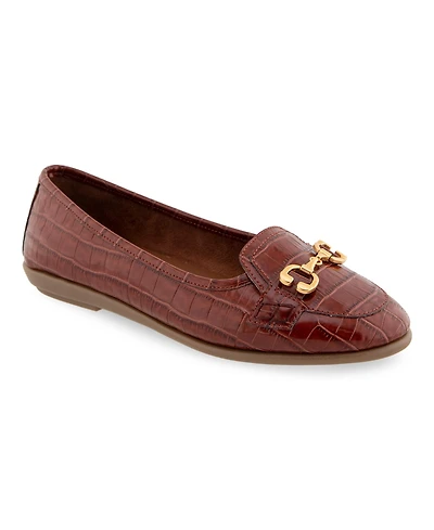 Aerosoles Women's Bobbi Buckle Ballet Flats - Crocodile Faux Leather