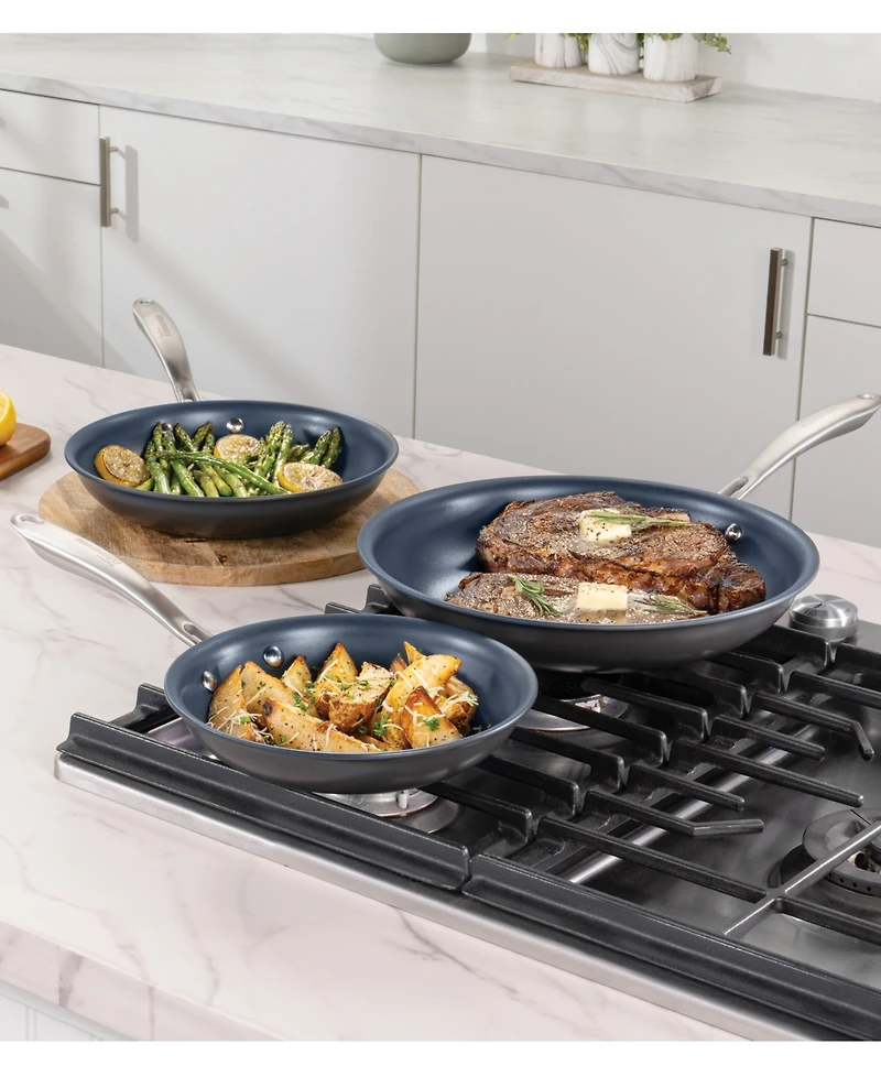 Guy Fieri Flavortown Hard-Anodized Laser Titanium Frypans, Set of 3