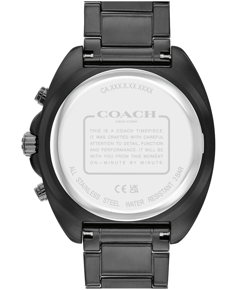 Coach Men's Charter Ionic Plated Black Stainless Steel Bracelet Watch 44.5mm