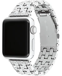 Coach Women's Silver Stainless Steel with Crystals Apple Watch Strap for 38mm, 40mm, 41mm
