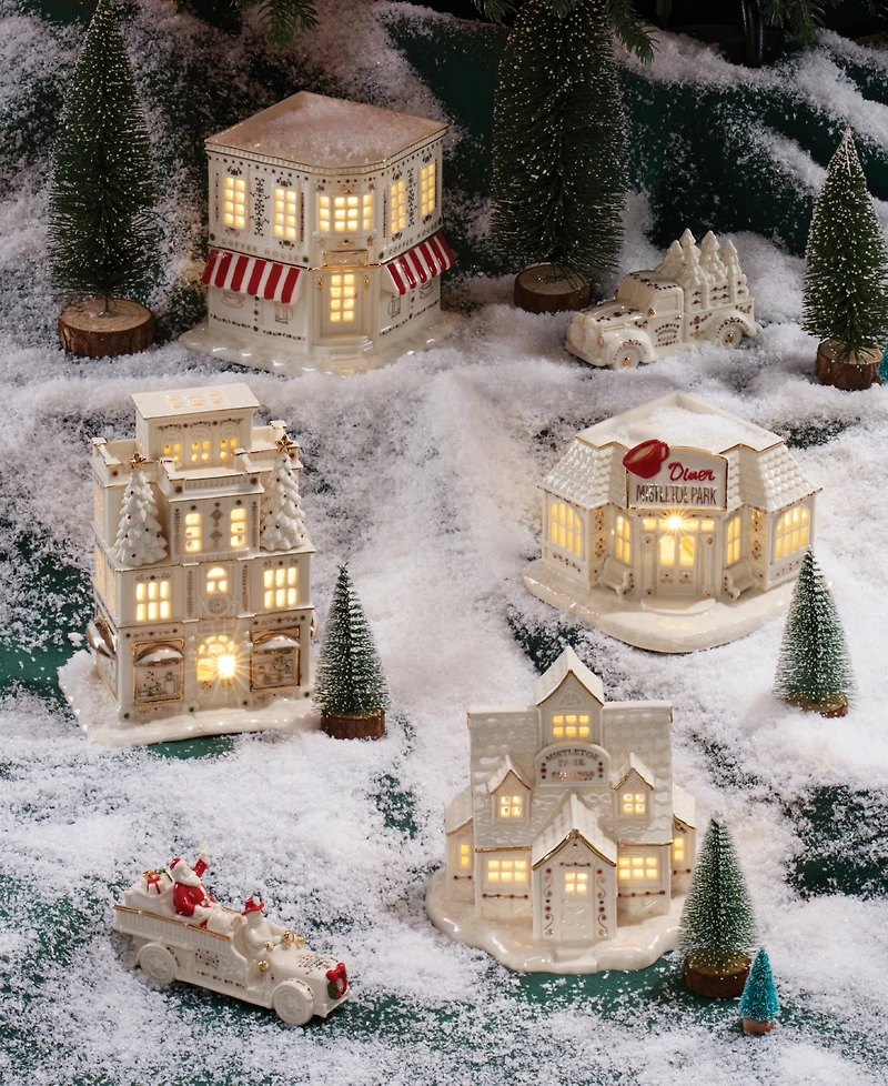 From The Vault! Lenox Mistletoe Park Fire Truck with Santa, Exclusively at Macy's
