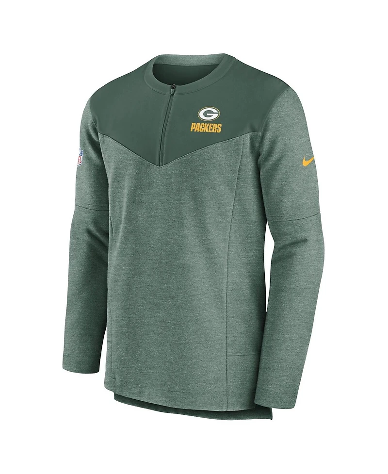 Nike Men's Green Green Bay Packers Sideline Lockup Performance Quarter-Zip Top