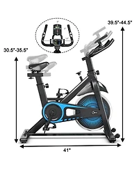 Sugift Indoor Silent Belt Drive Adjustable Resistance Cycling Stationary Bike-Blue