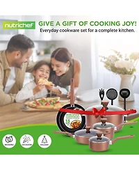 NutriChef Kitchenware Pots & Pans - Stylish Kitchen Cookware Set, Non-Stick (13-Piece Set)